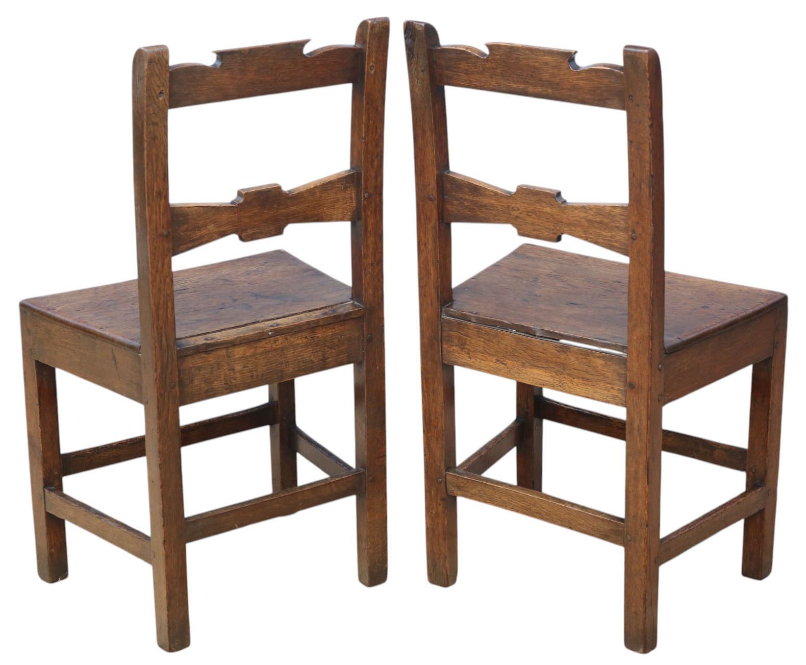 Antique 19th Century Pair Of Oak Chairs – Fine Quality Hall, Studio, Kitchen, Dining Or Bedroom Seating photo Furniture