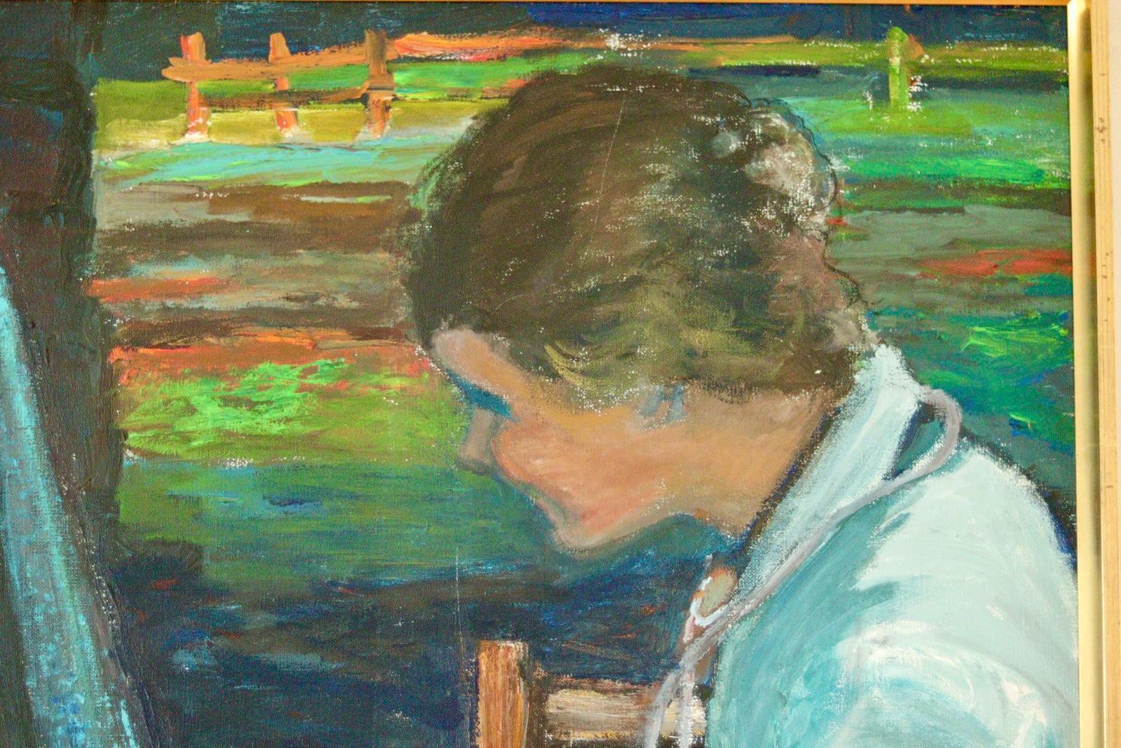 photo furniture Mid Century Original Swedish Oil On Canvas "Two Women" By Nils Forsberg Vintage & Framed | 96 X 103 Cm (Approx. 37.8 X 40.6 Inches)