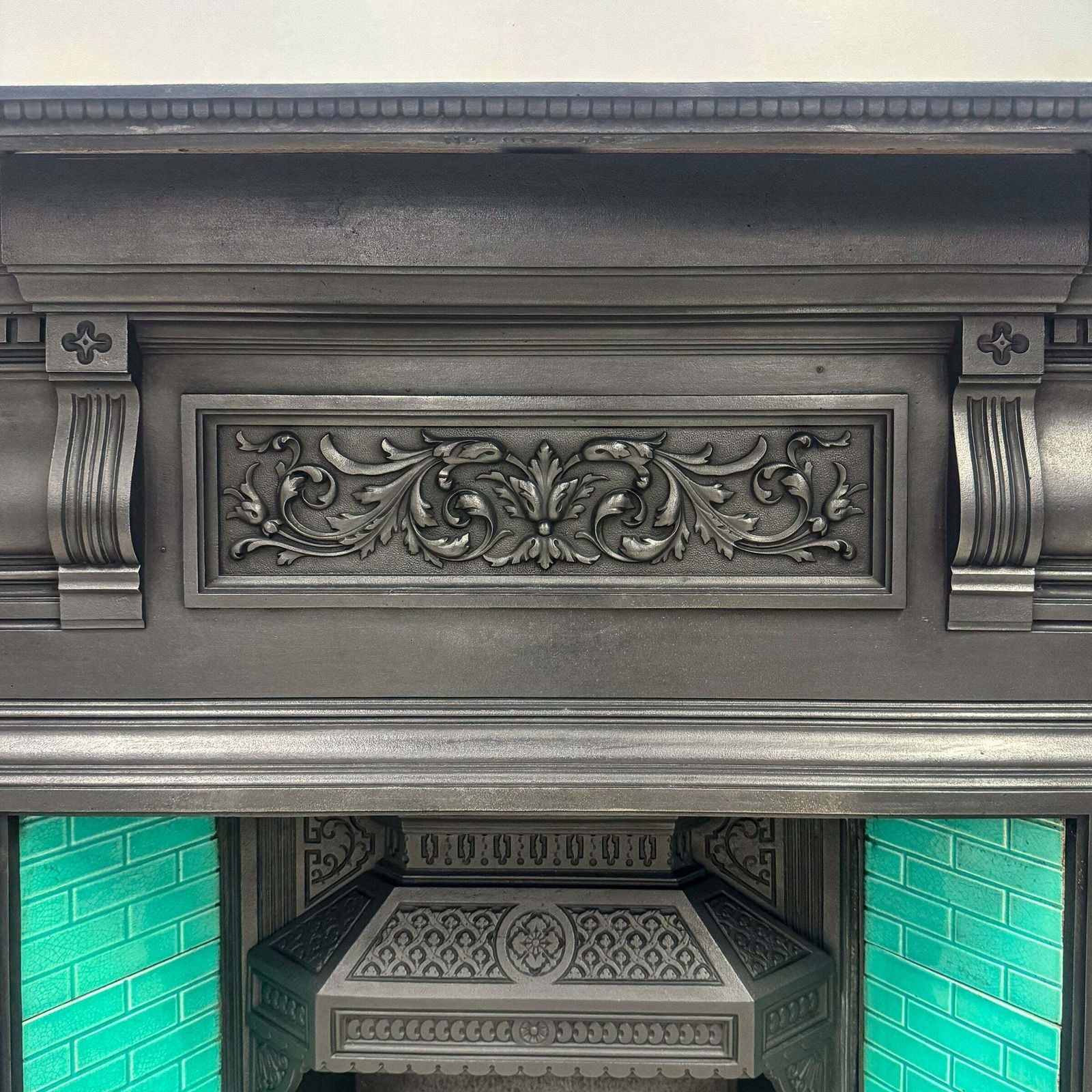 Antique Victorian Cast Iron Tiled Combination Fireplace photo furniture