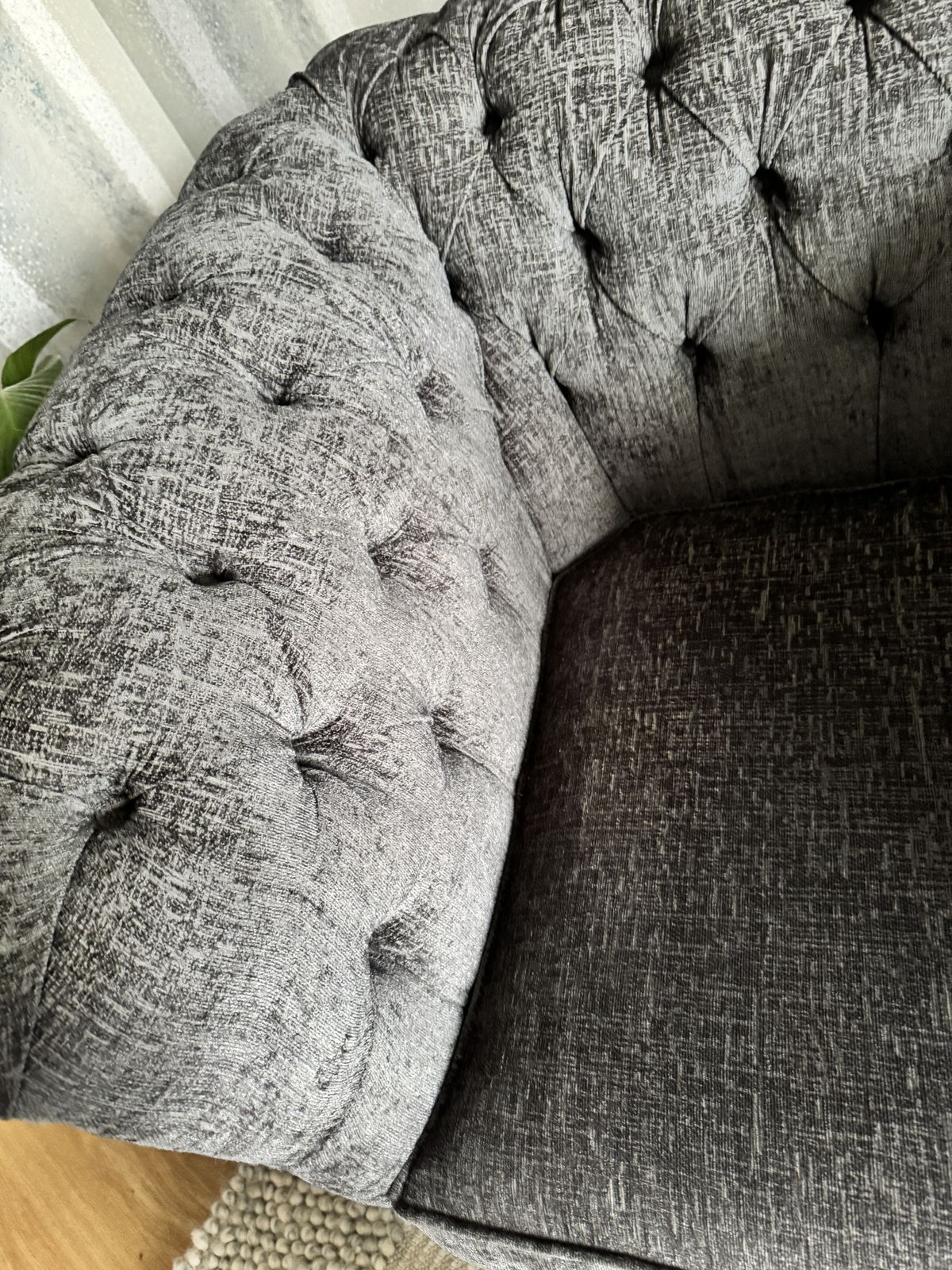 Chesterfield Club Chair   Grey Textured Chenille photo Furniture