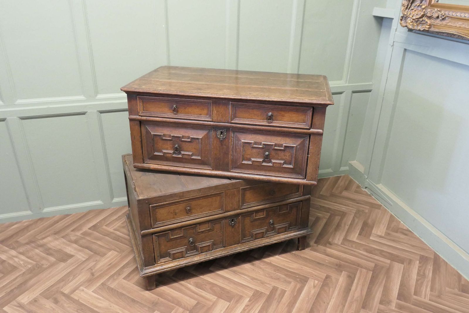 17th Century Oak Chest Of Drawers Or Garret Chest photo vintage