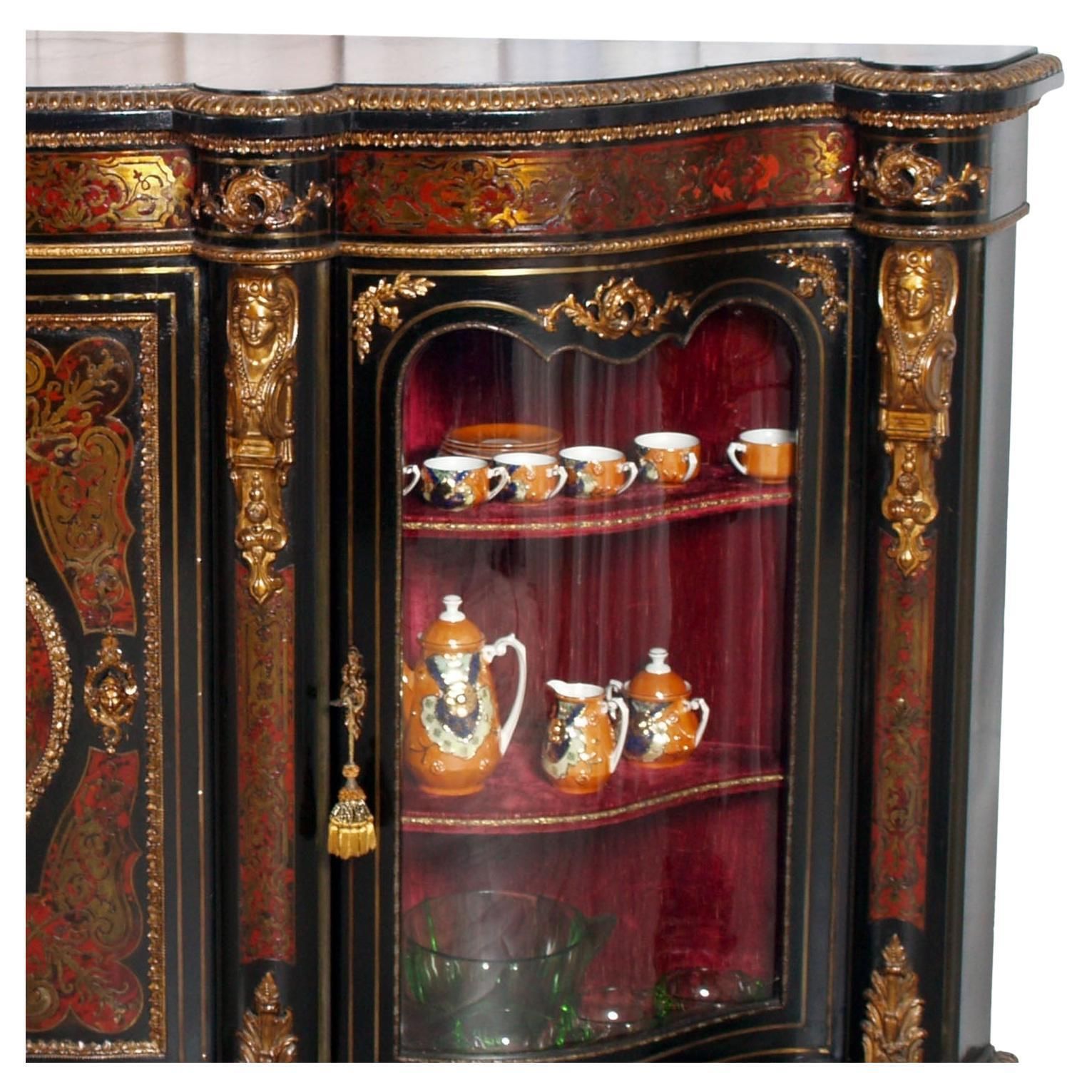 20th Cent French Boulle Style Sideboard With Brass Inlay And Gilt Bronze Mounts photo for sale