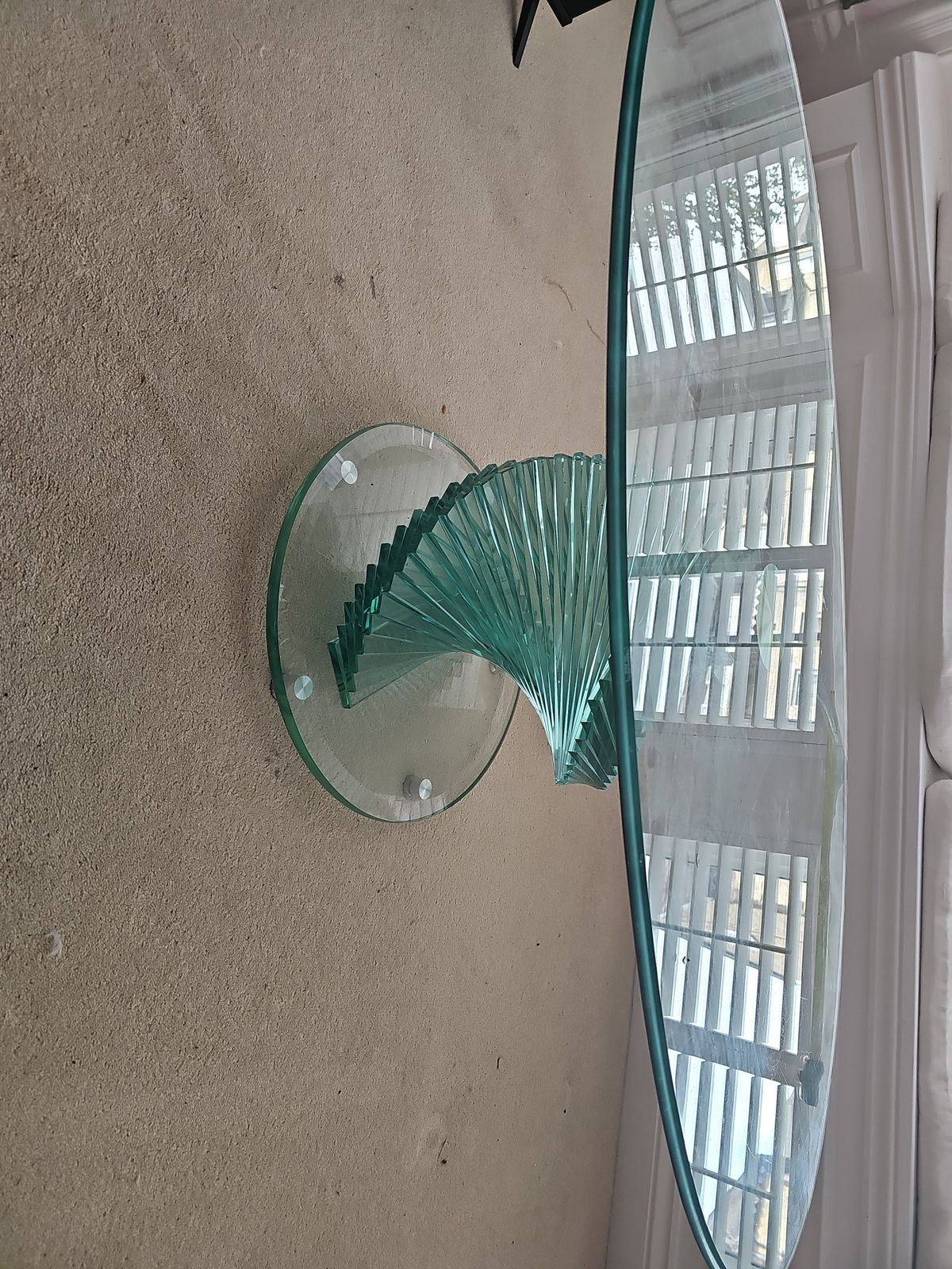 1970s Glass Helix Coffee Table – Retro Design (119cm X 65cm) photo vintage