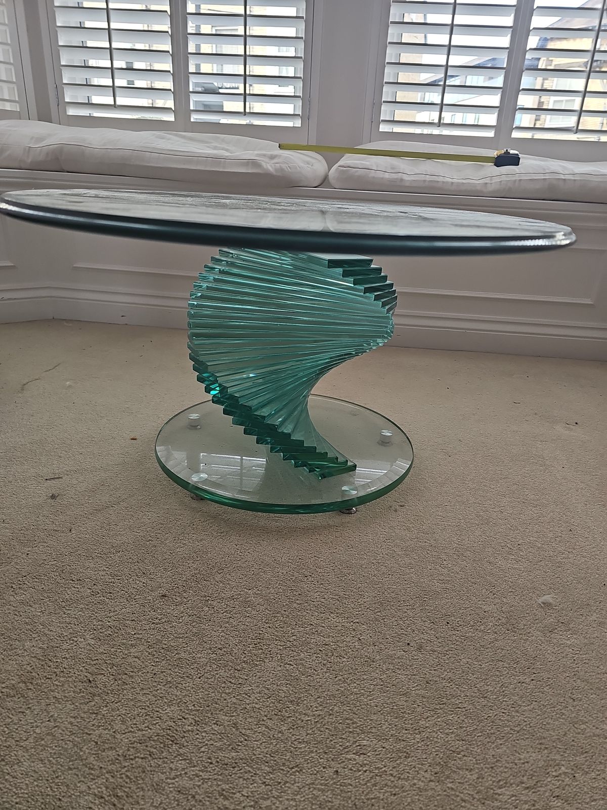 photo furniture 1970s Glass Helix Coffee Table – Retro Design (119cm X 65cm)
