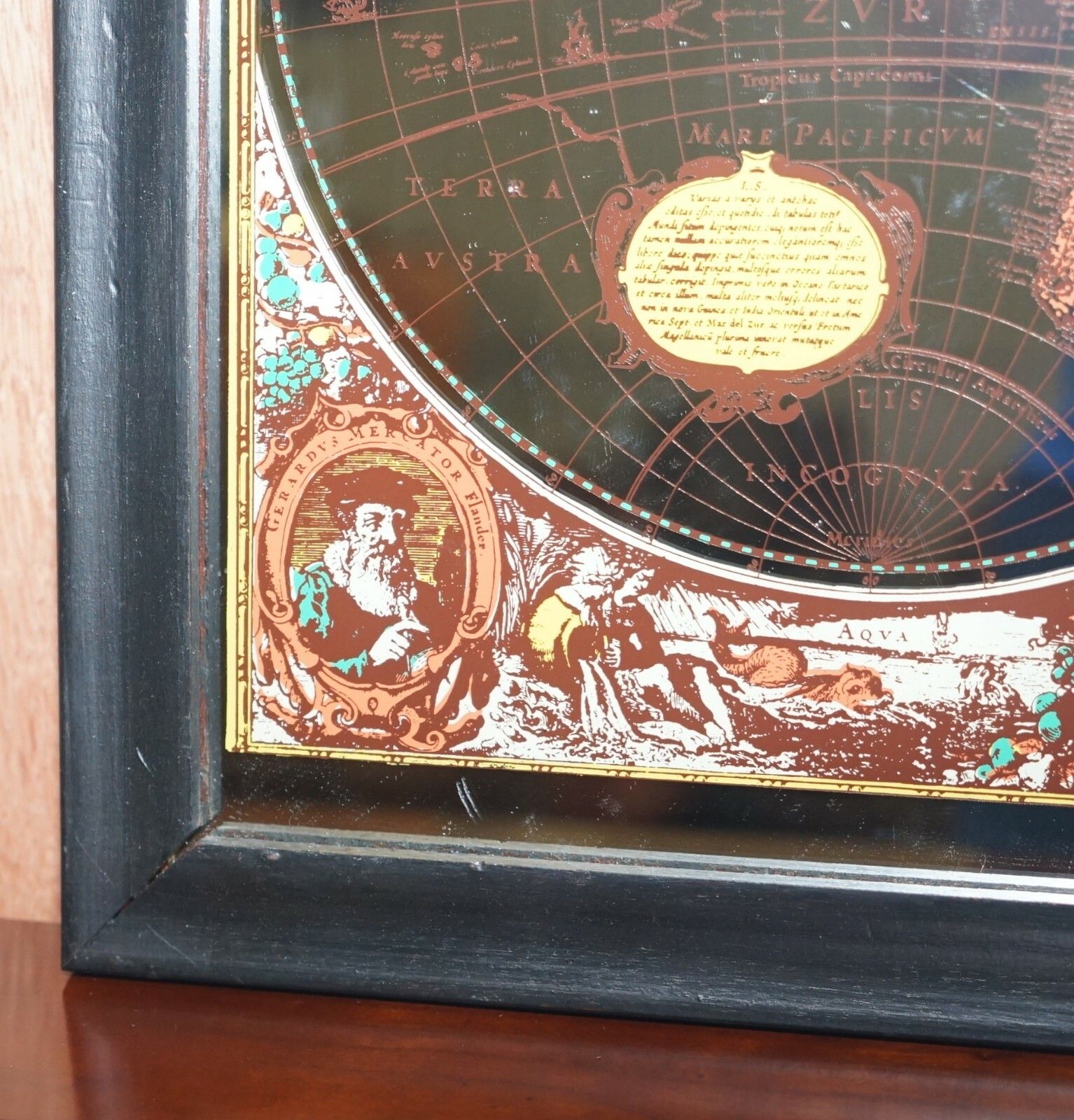 Vintage World Map Mirror Based On The Original By Johnson 1882 Military Campaign photo 200.0
