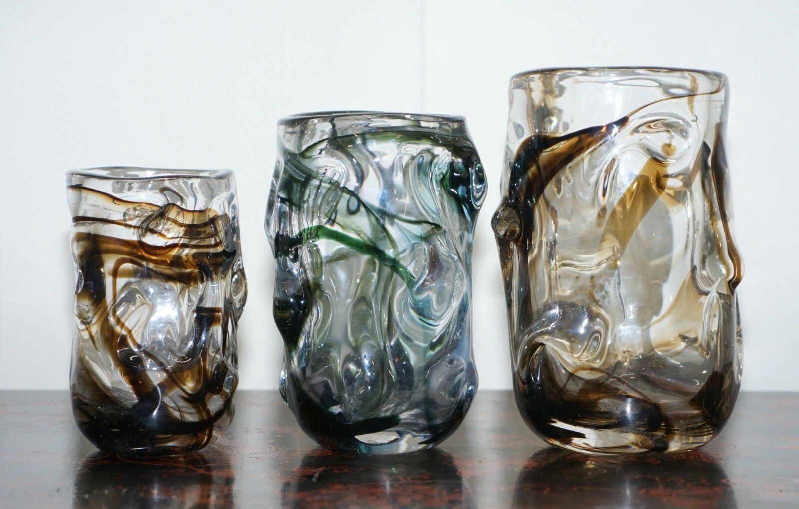 One Of Three Stunning Whitefriars Vases With Ornately Crafted Bodies Medium photo for sale