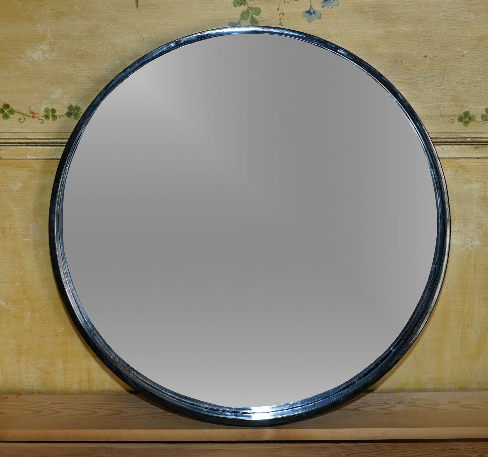 1 Of 7 Ebonised Black Round Wall Mirrors 65cm Wide, Lovely Display Pieces photo furniture