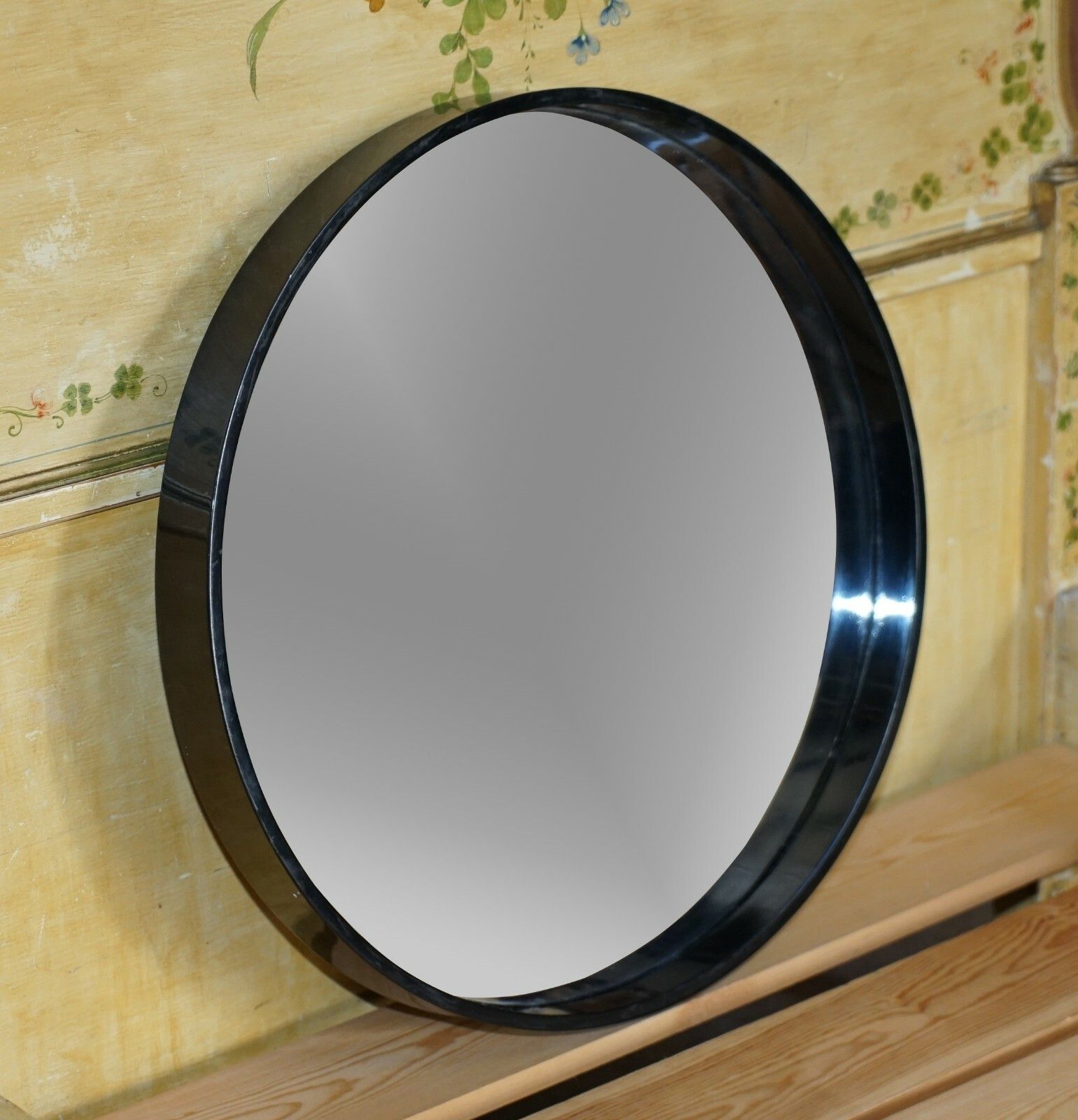 1 Of 7 Ebonised Black Round Wall Mirrors 65cm Wide, Lovely Display Pieces photo Home Decor