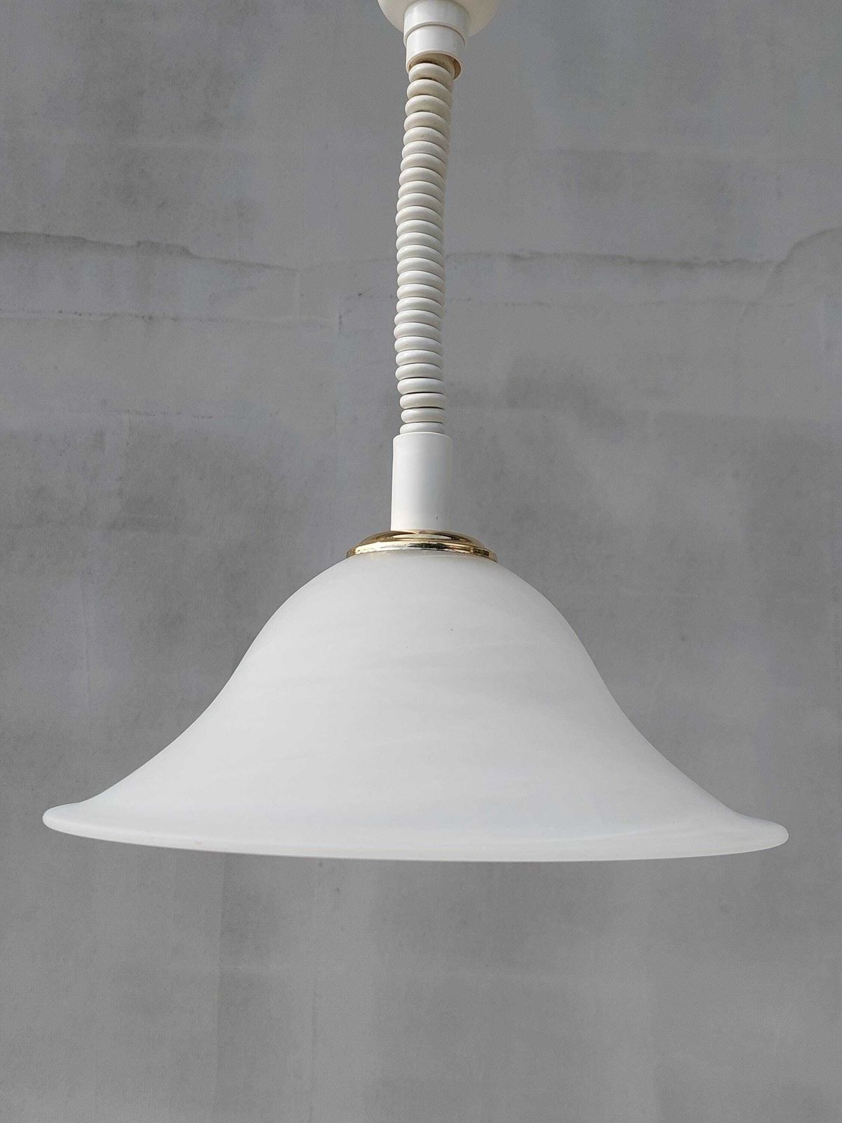 Vintage White Glass Pendant Light, Mid Century Modern Swirl Shade Ceiling Lamp, Retro Hanging Lighting For Kitchen Or Dining Room photo 261.0