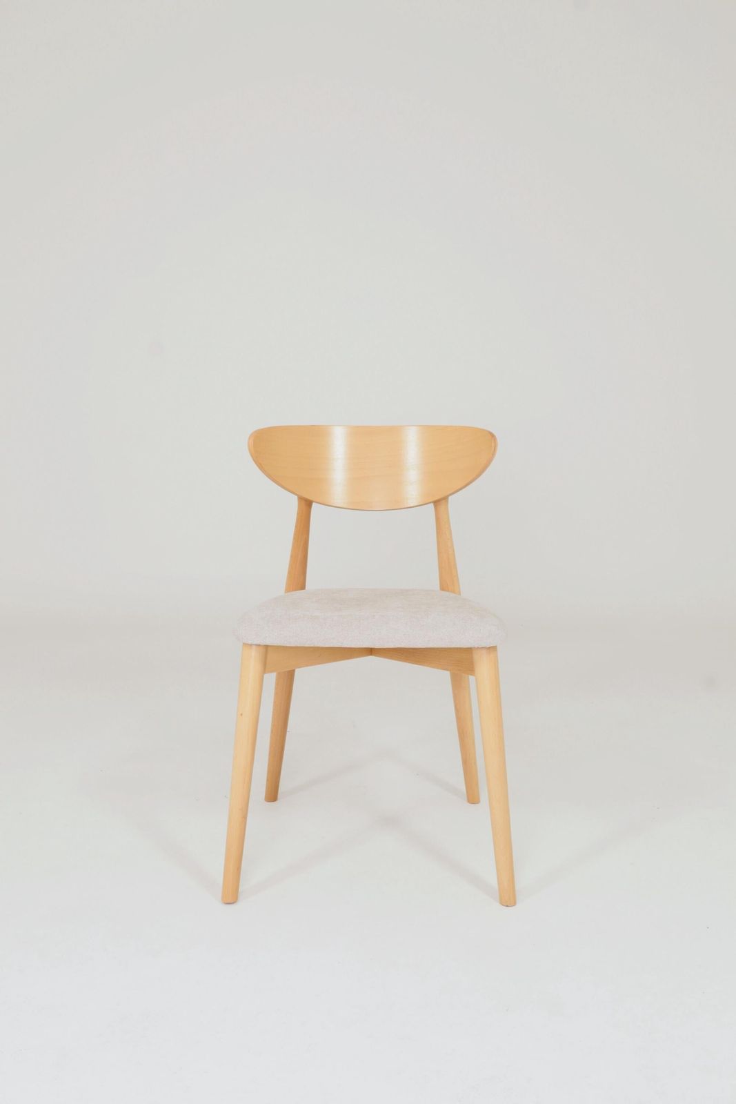 Modern Set Of 6 Dining Chairs, Ecru Farbic And Natural Beech Wood photo vintage
