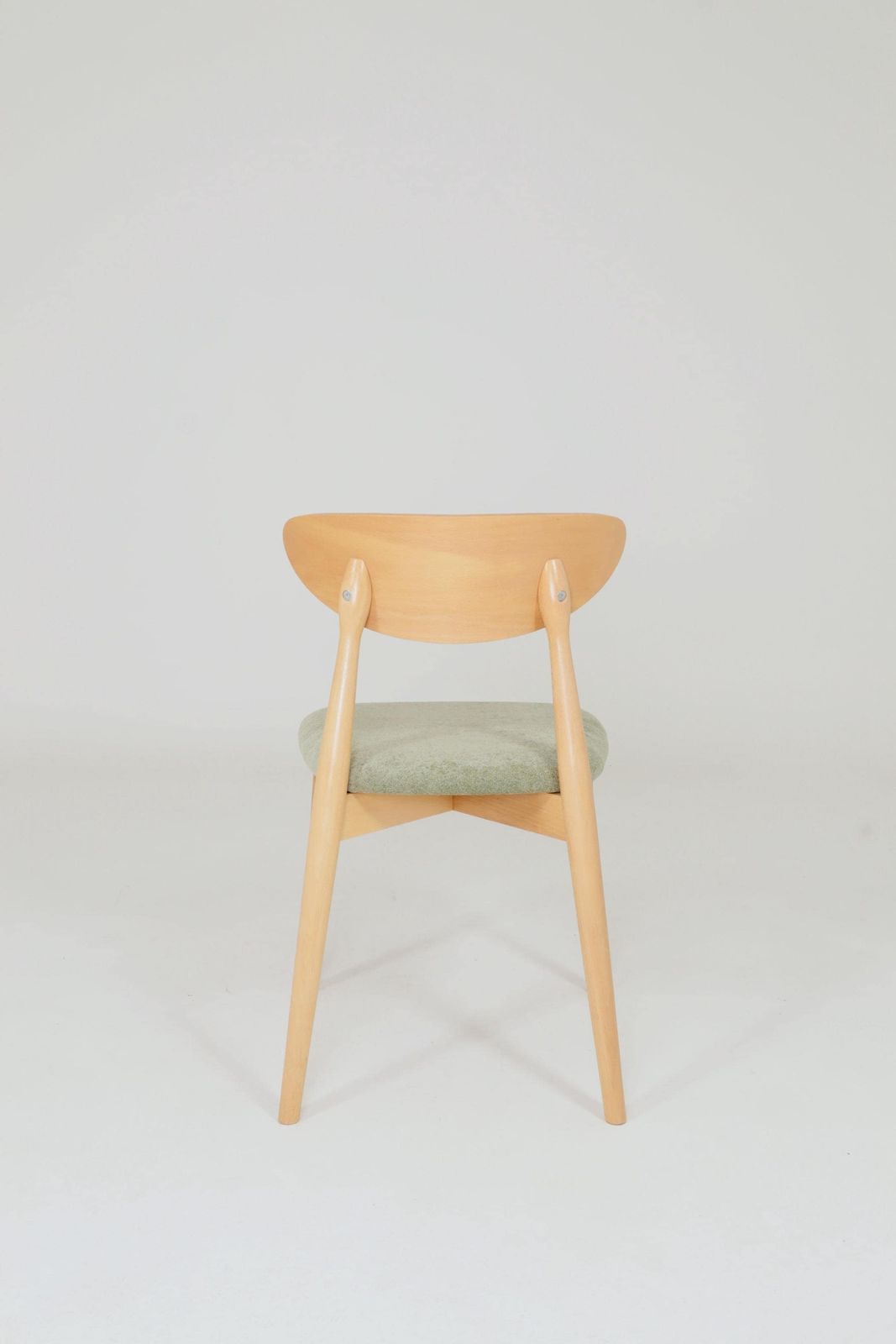 Modern Set Of 6 Dining Chairs, Sage Farbic And Natural Beech Wood photo vintage