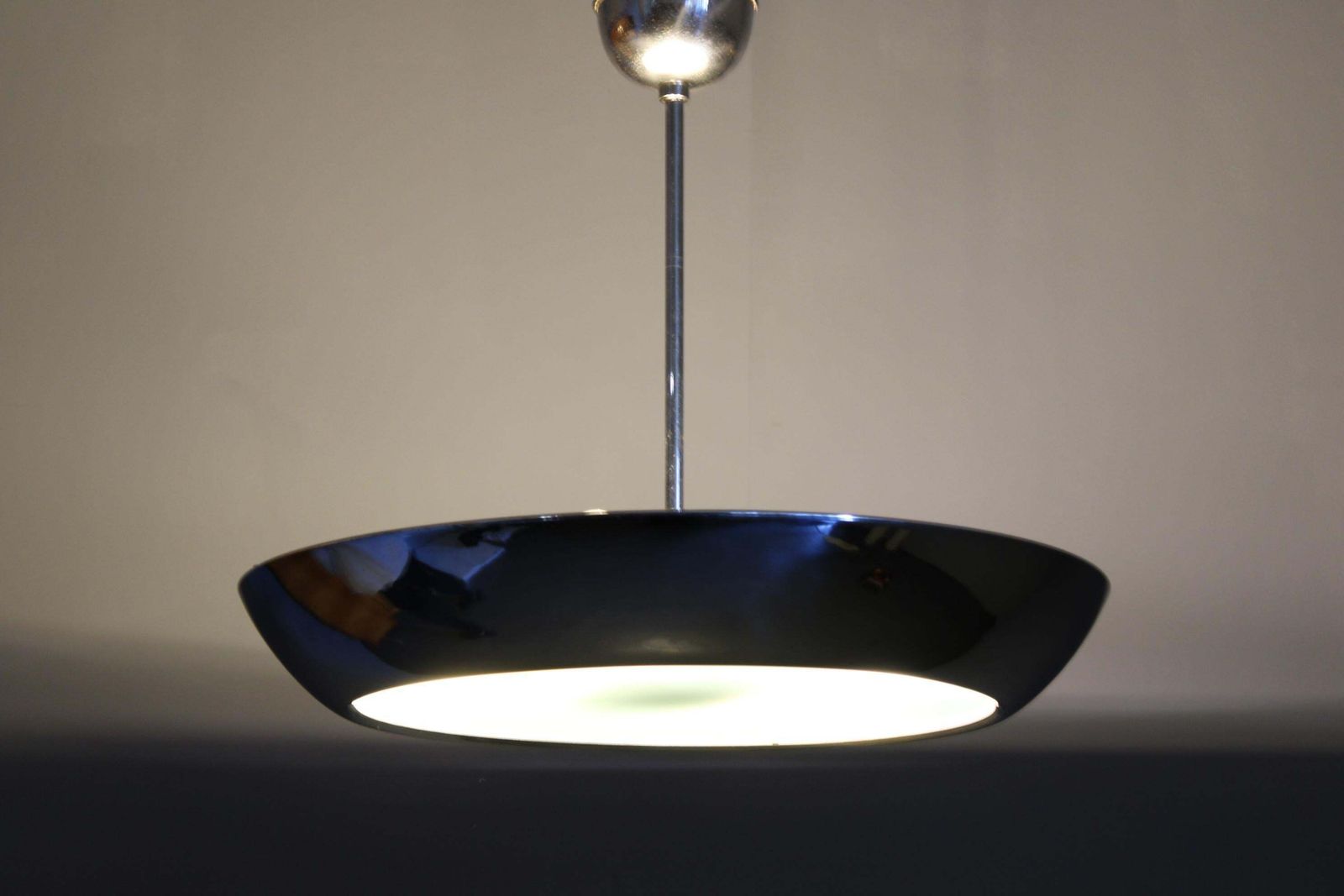 photo for sale 1930s Bauhaus  Chrome Plated Chandelier "Ufo" By Josef Hurka For Napako