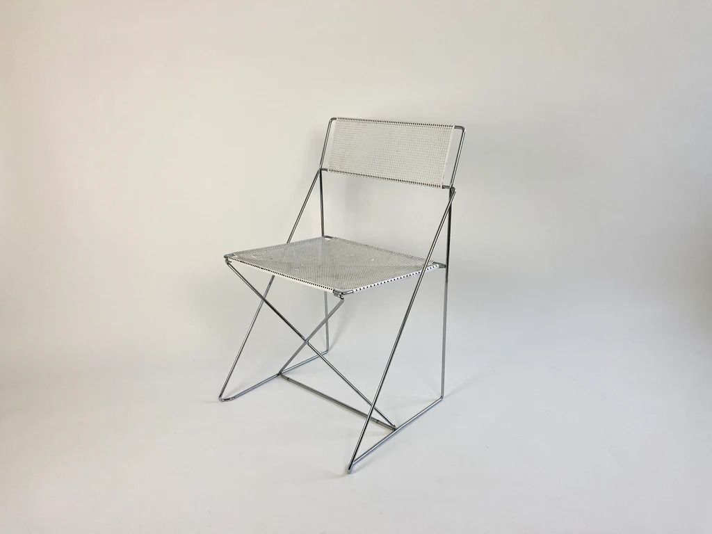 Original Jørgen Haugesen X Line Chair, Chrome Silver Metallic 1970's Vintage photo furniture