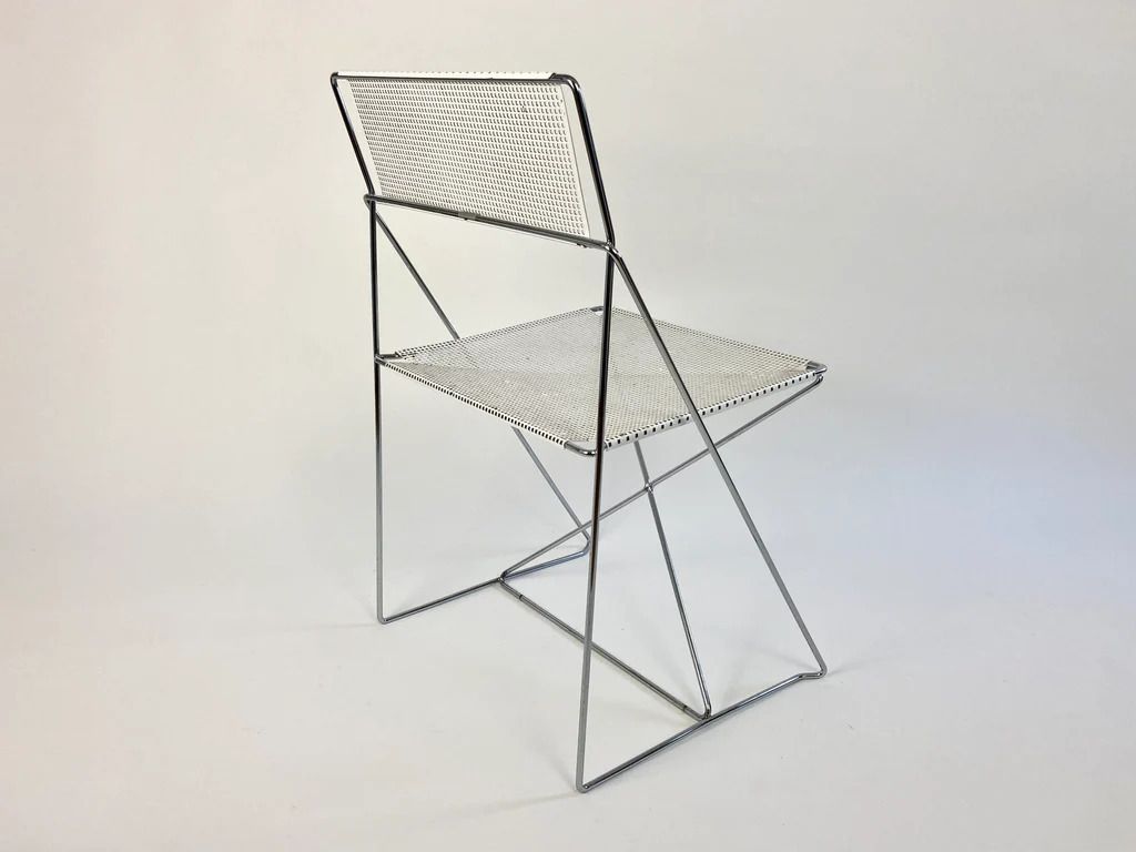 Original Jørgen Haugesen X Line Chair, Chrome Silver Metallic 1970's Vintage photo Furniture