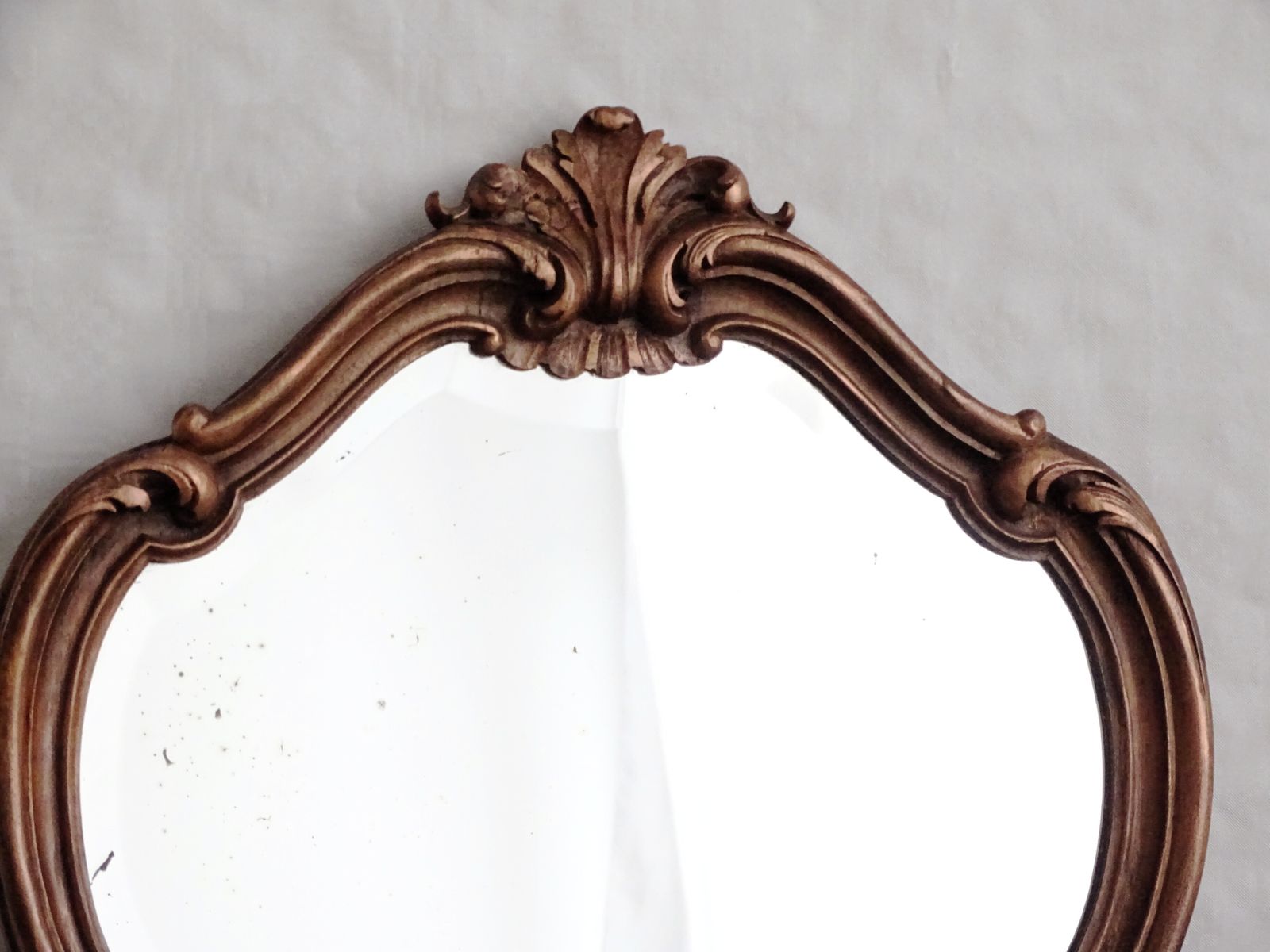 Antique Ornate Bevelled Wall Mirror In Carved Wooden Frame, Baroque Style photo 145.0