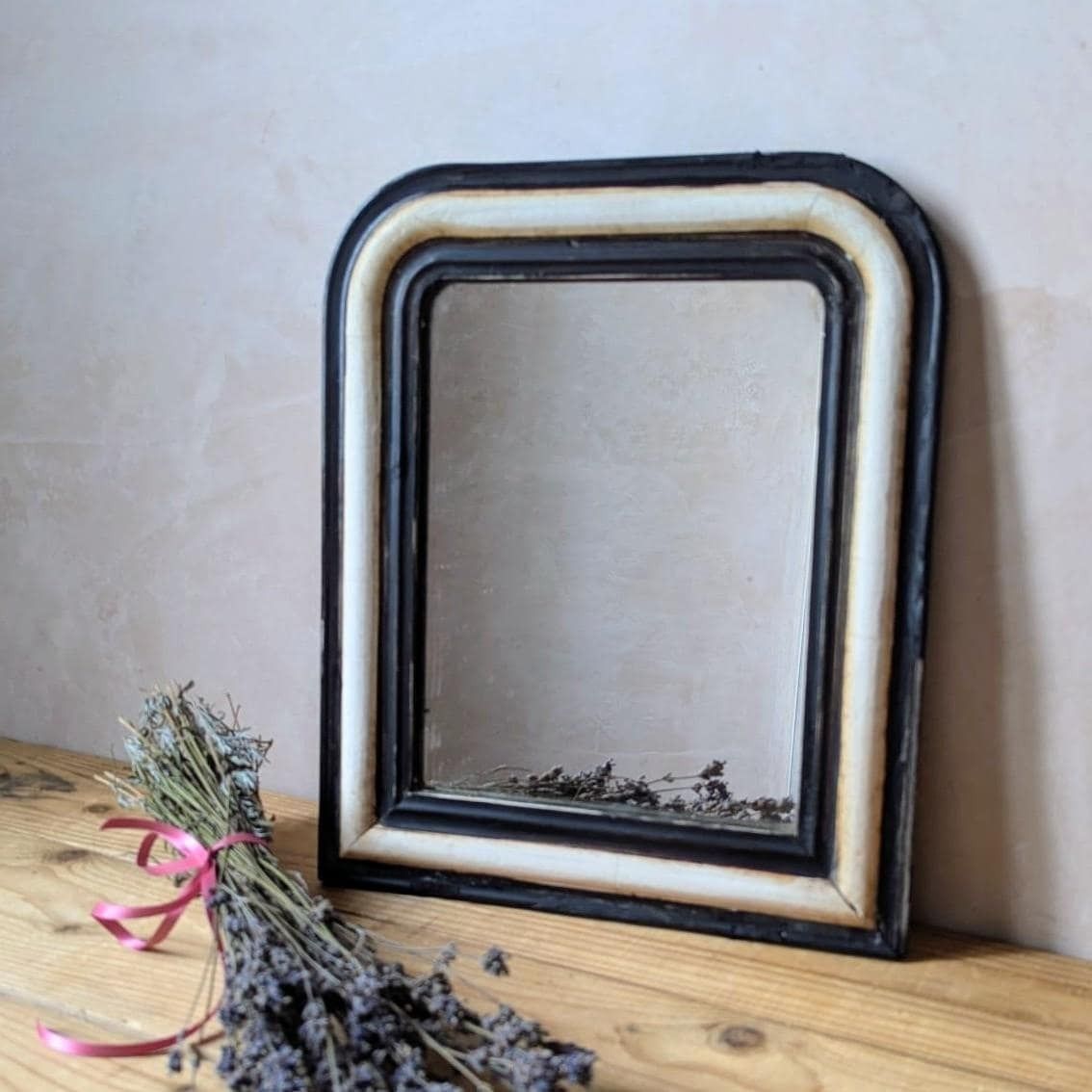 A Small Antique French Art Deco Gesso Arched Wall Mirror C1930 photo furniture