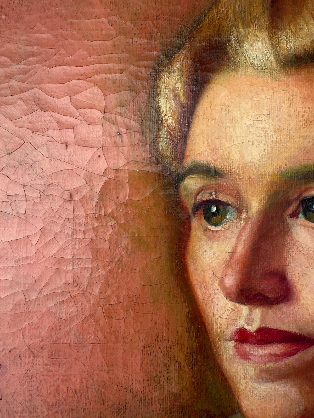 Francesc Domingo Segura Portrait Of A Lady With A Red Fan, Oil On Canvas C.1945 photo Art