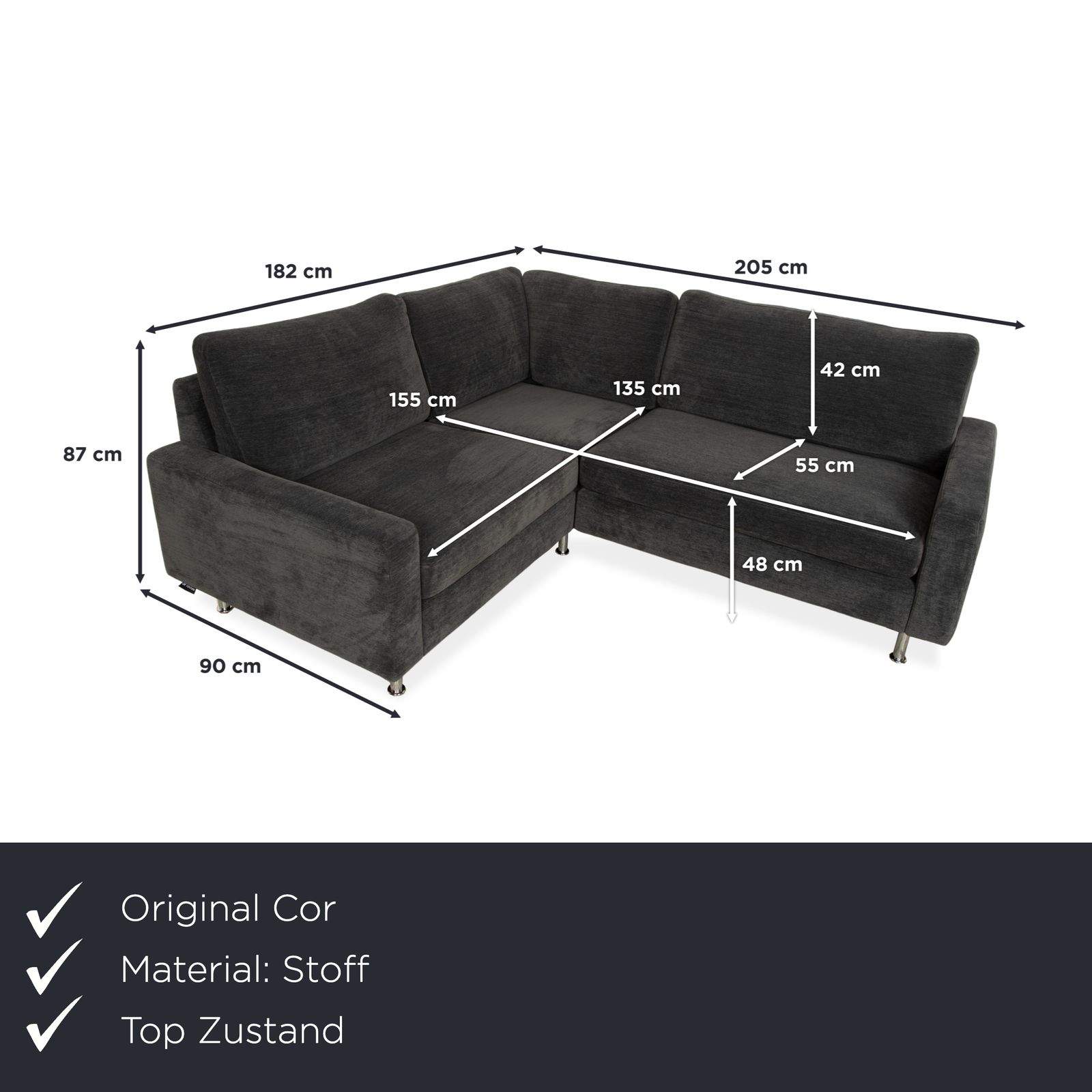Cor Conseta Fabric Corner Sofa Grey Blue photo furniture