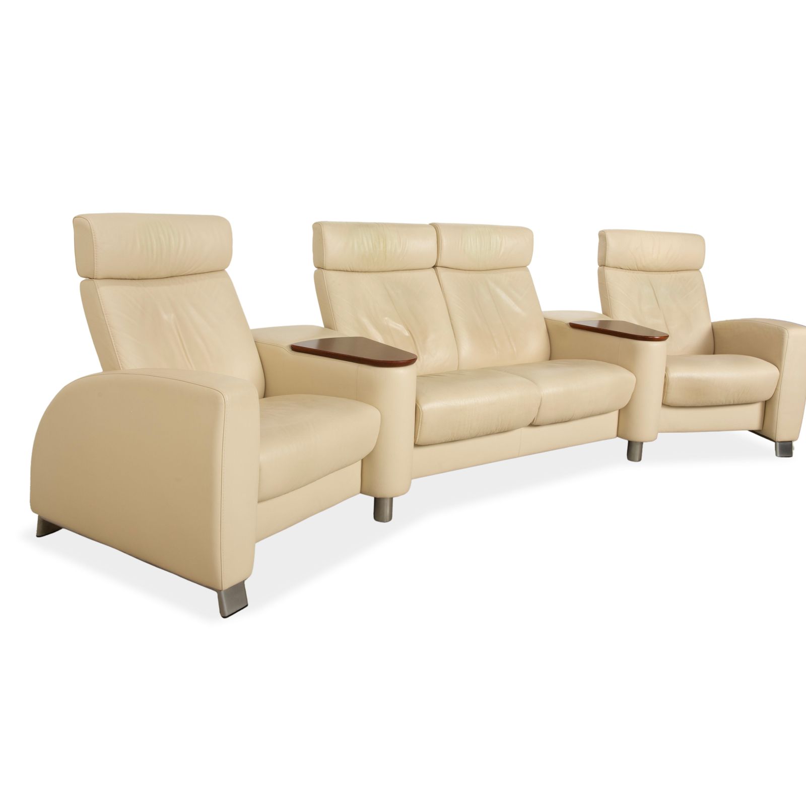 Canapé 4 places Stressless Arion en cuir crème, fonction manuelle photo for sale