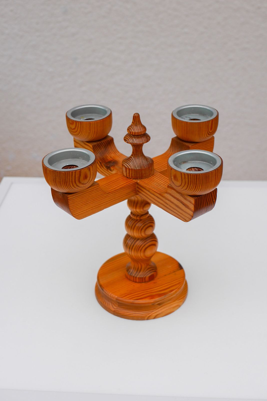 Rustic Wooden Candleholder By Jan Johnsson For Smålandsslöjd, Sweden, 1975 photo for sale