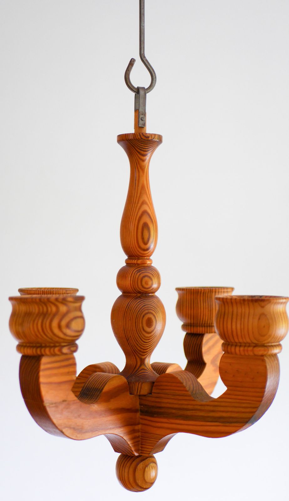 Rustic Wooden Pendant Candleholder From Smålandsslöjd, Sweden, 1975 photo for sale