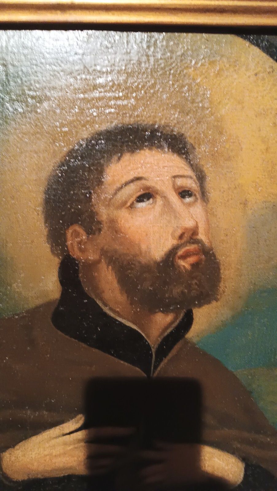 Antique Oil Painting On Canvas 18th Century Saint Francis Xavier photo Art