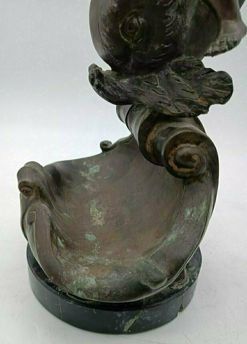 Antique Bronze Sculpture "Triton Child" Signed Vincenzo Cinque, Late 19th Century photo vintage