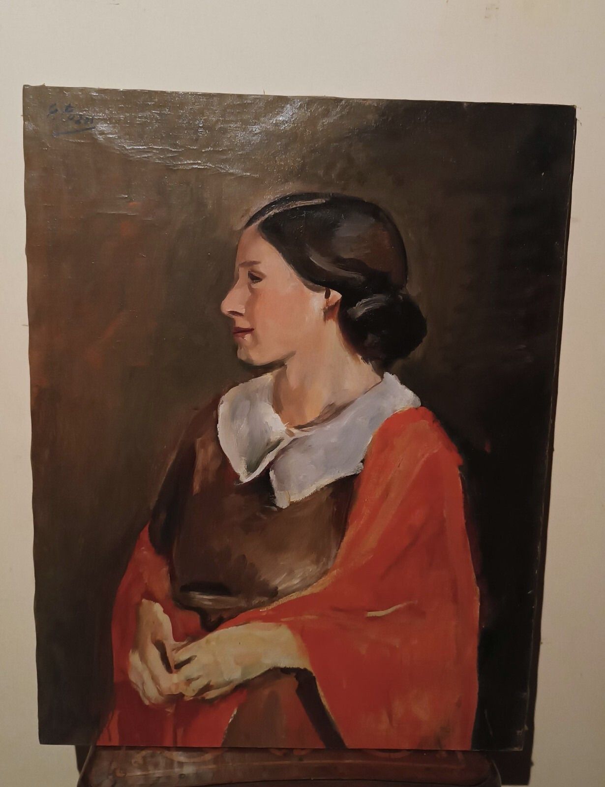 Antique Painting Female Portrait Oil On Canvas Ennio Pozzi (1893 1972) photo for sale