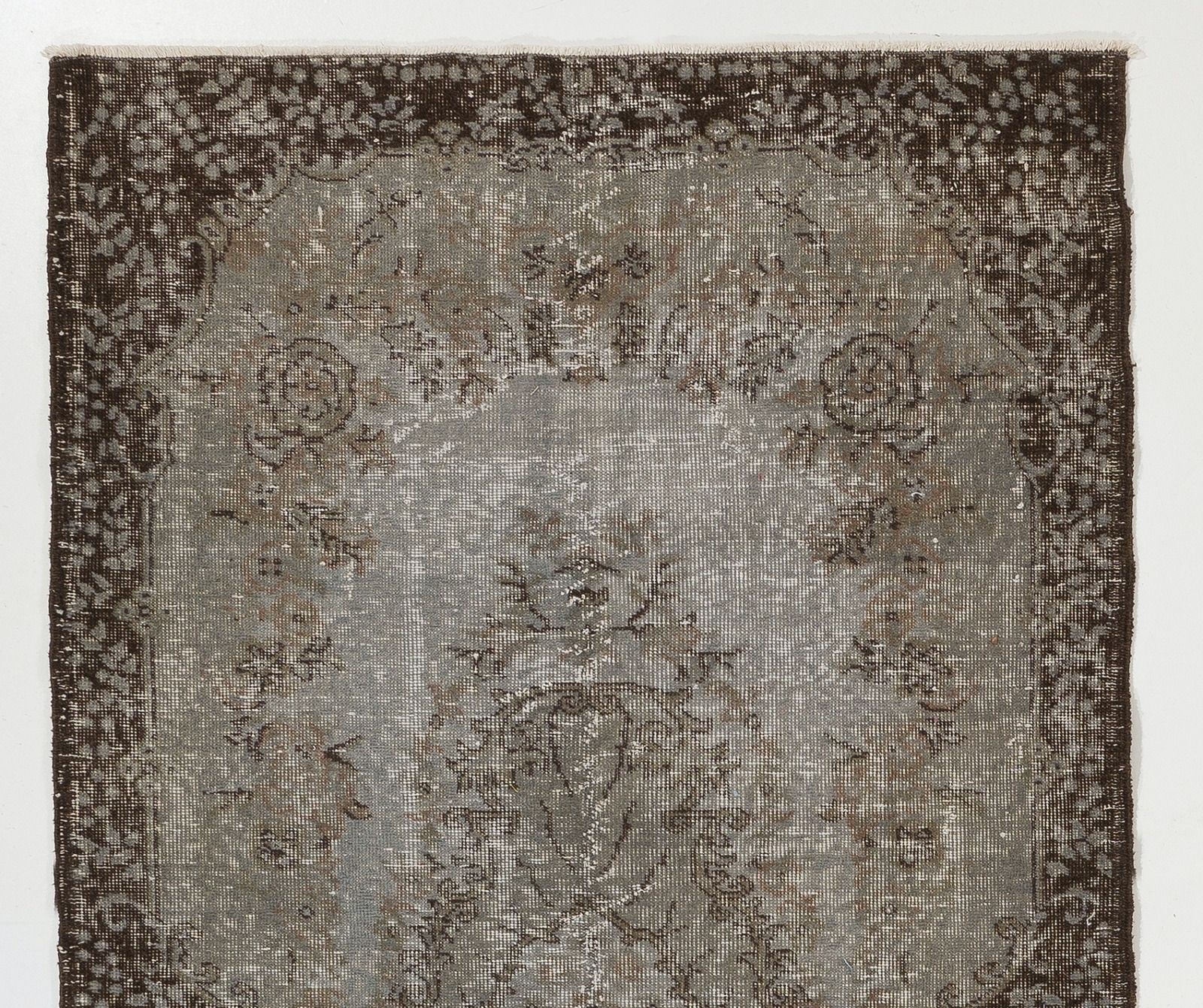 4x7 Ft Midcentury Rug Redyed In Gray For Modern Interiors, Handmade In Turkey photo Textiles