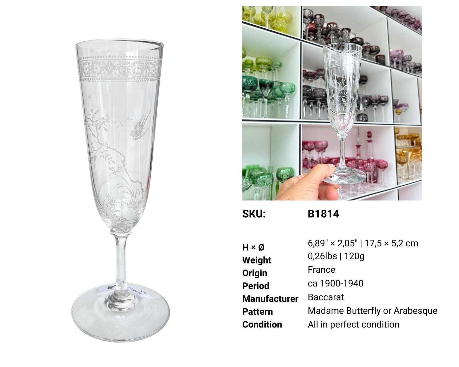 Baccarat Champagne Flute Glazen | 6 Stuks | Gegraveerde Vogel On Industry photo furniture