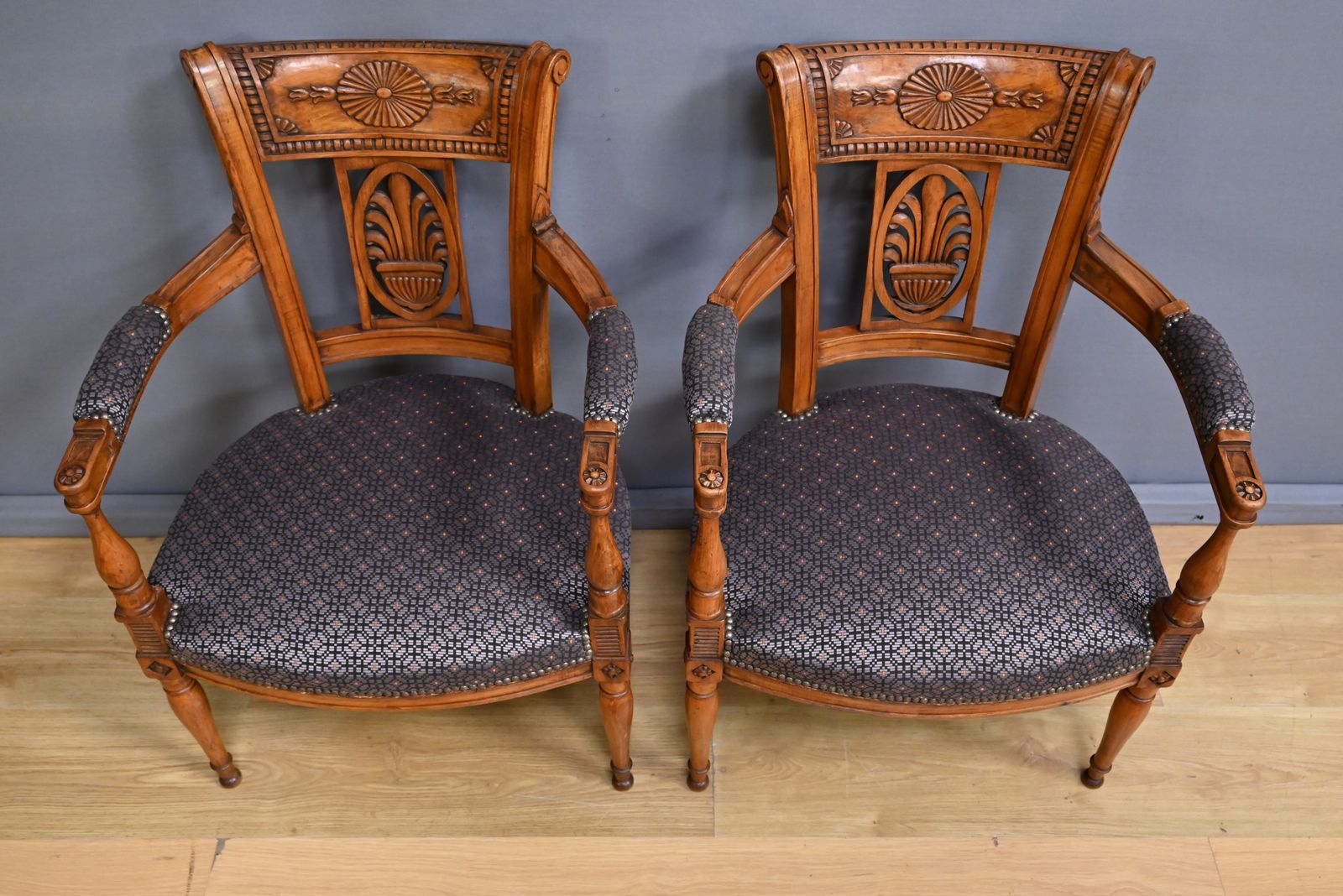 Pair Of Stained Beech Armchairs – Early 20th Century photo Furniture