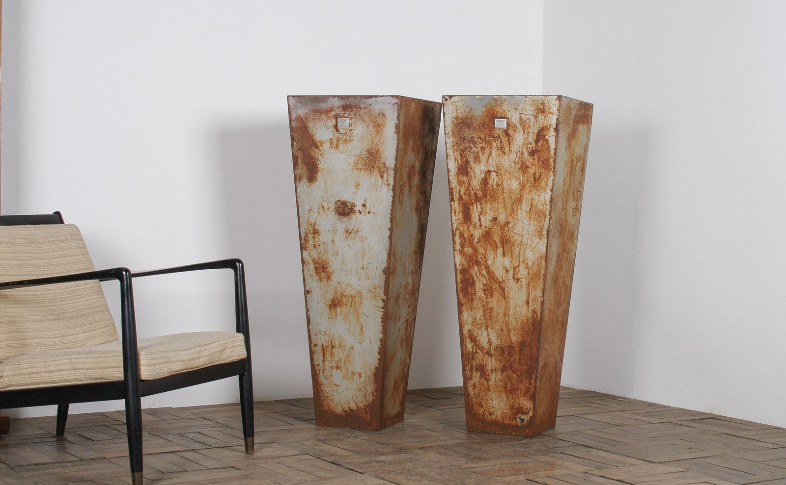 photo furniture A Pair Of Brutalist Industrial Metal Plant Stands By Poggen Pohl