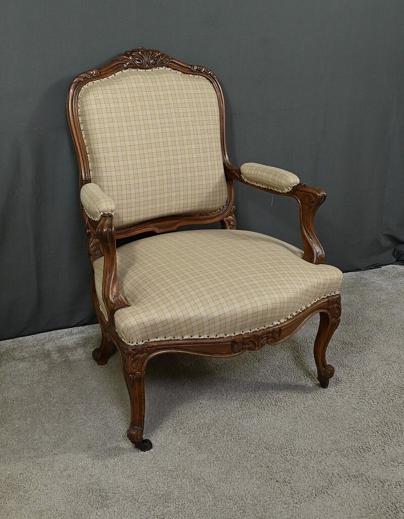Louis XV Style Beechwood Armchair – Mid 19th Century photo for sale