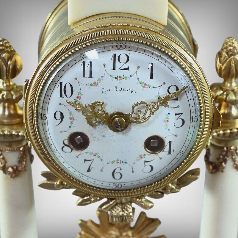 Marble And Bronze Clock, Louis XVI Style, Mougin Clockworks, 1889 – Late 19th Century photo furniture