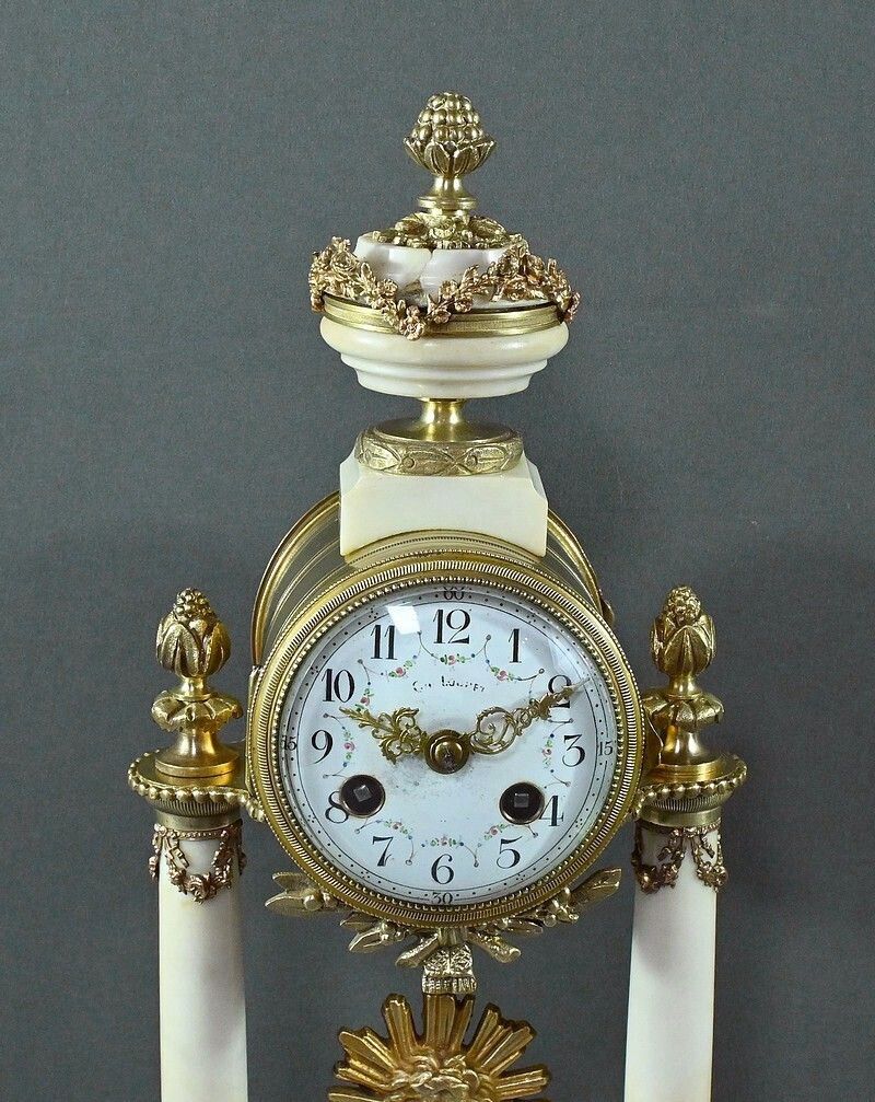 Marble And Bronze Clock, Louis XVI Style, Mougin Clockworks, 1889 – Late 19th Century photo 1210.0