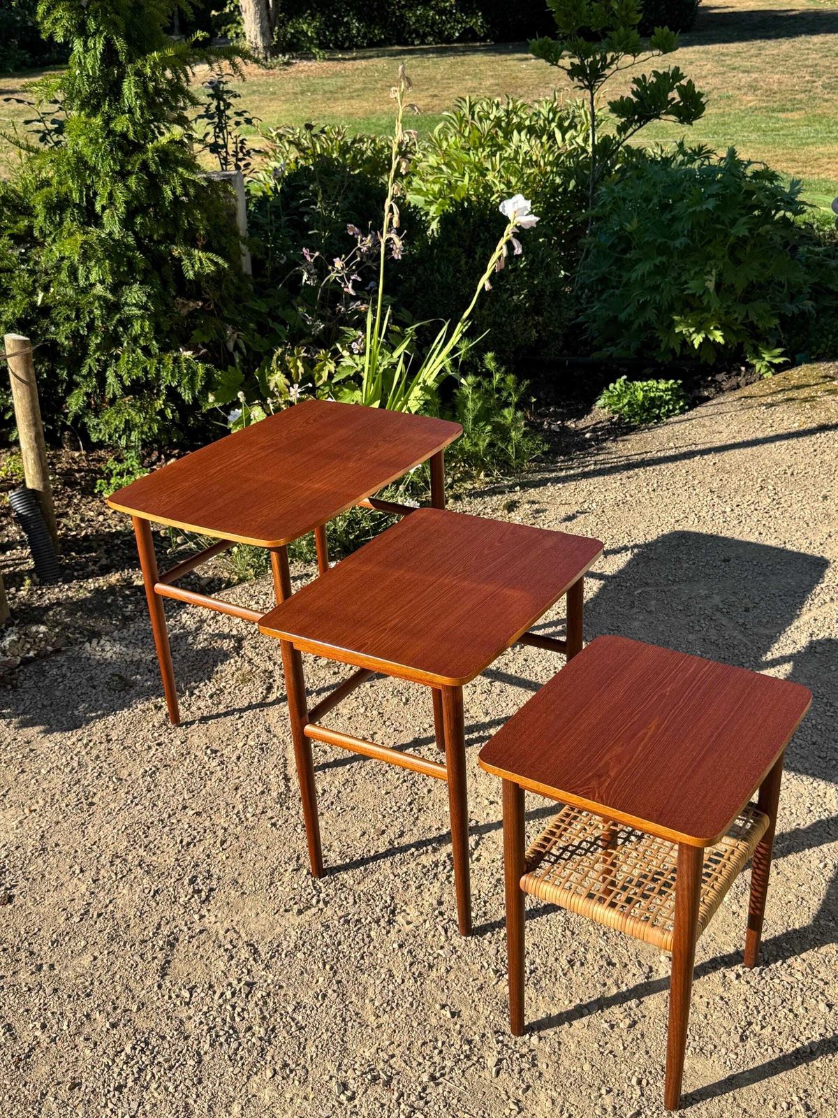 Mid Century Modern Teak Nesting Tables By Johannes Anderson For Silkeborg Danish Design 1960 photo vintage