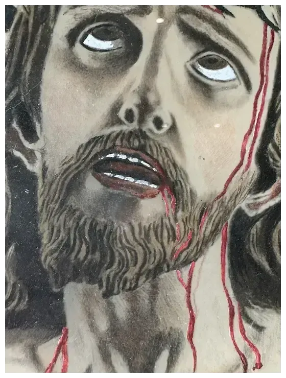 Antique French Watercolour Jesus On The Cross photo buy