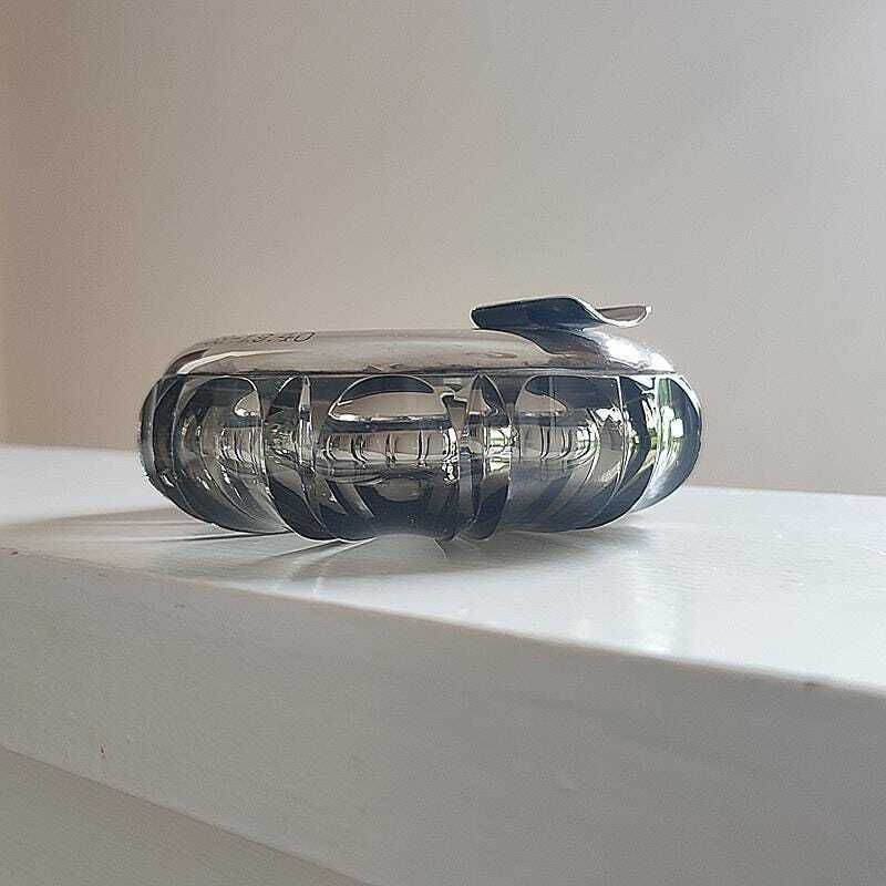 Rare Hermann Bauer German Silver Mounted Smoked Glass Cigar Ashtray, 1938–40, Hallmarked 800 Silver, Hb   St. Hubertus Lodge Presentation photo for sale