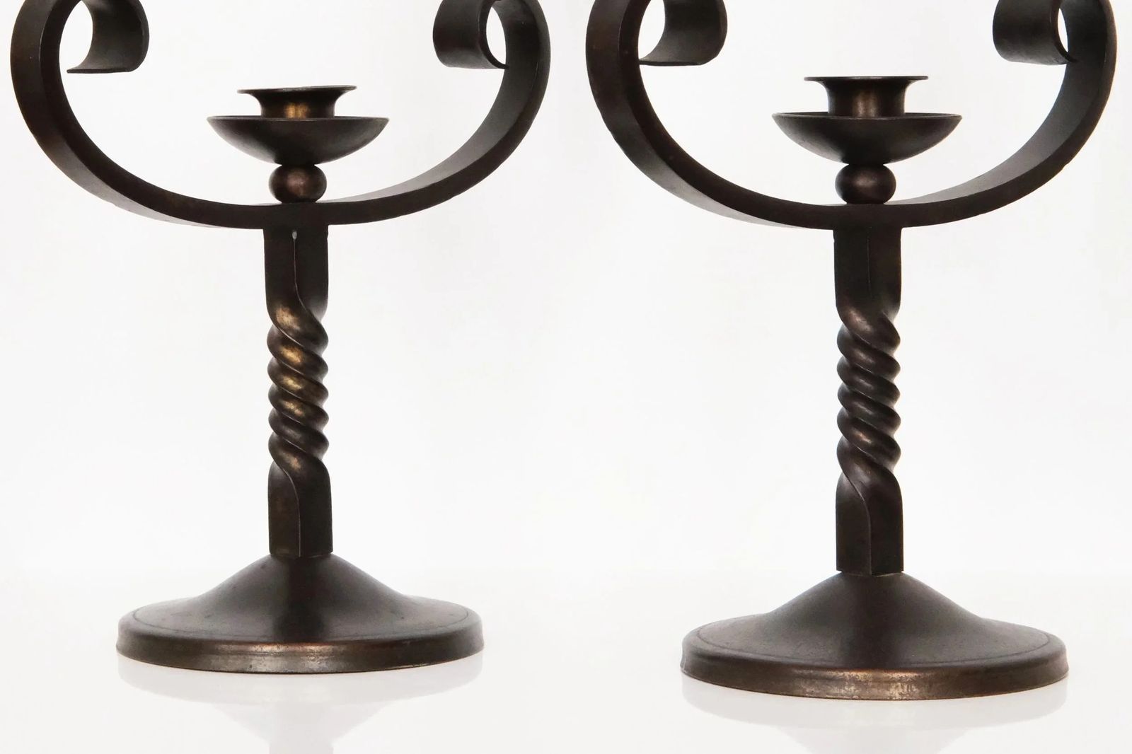 20th Century Pair Of Brown Wrought Iron Candelabras Signed By Charles Piguet photo buy