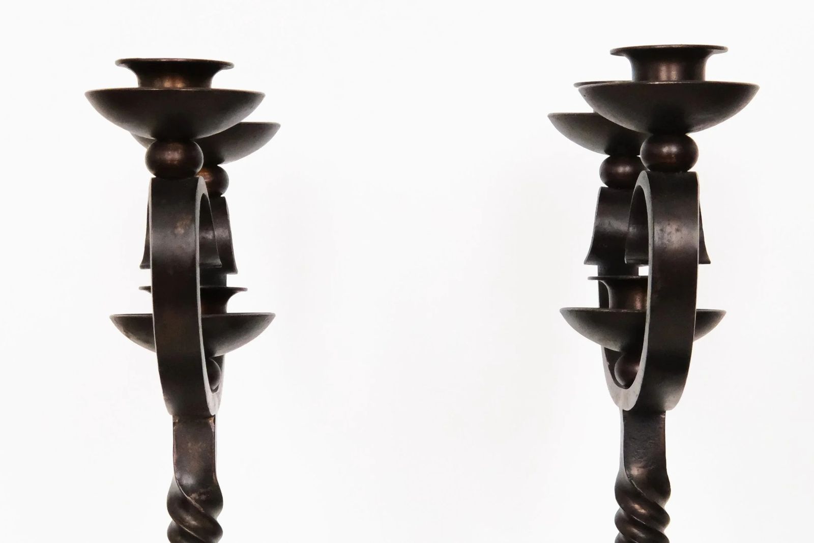 Home Decor 20th Century Pair Of Brown Wrought Iron Candelabras Signed By Charles Piguet photo