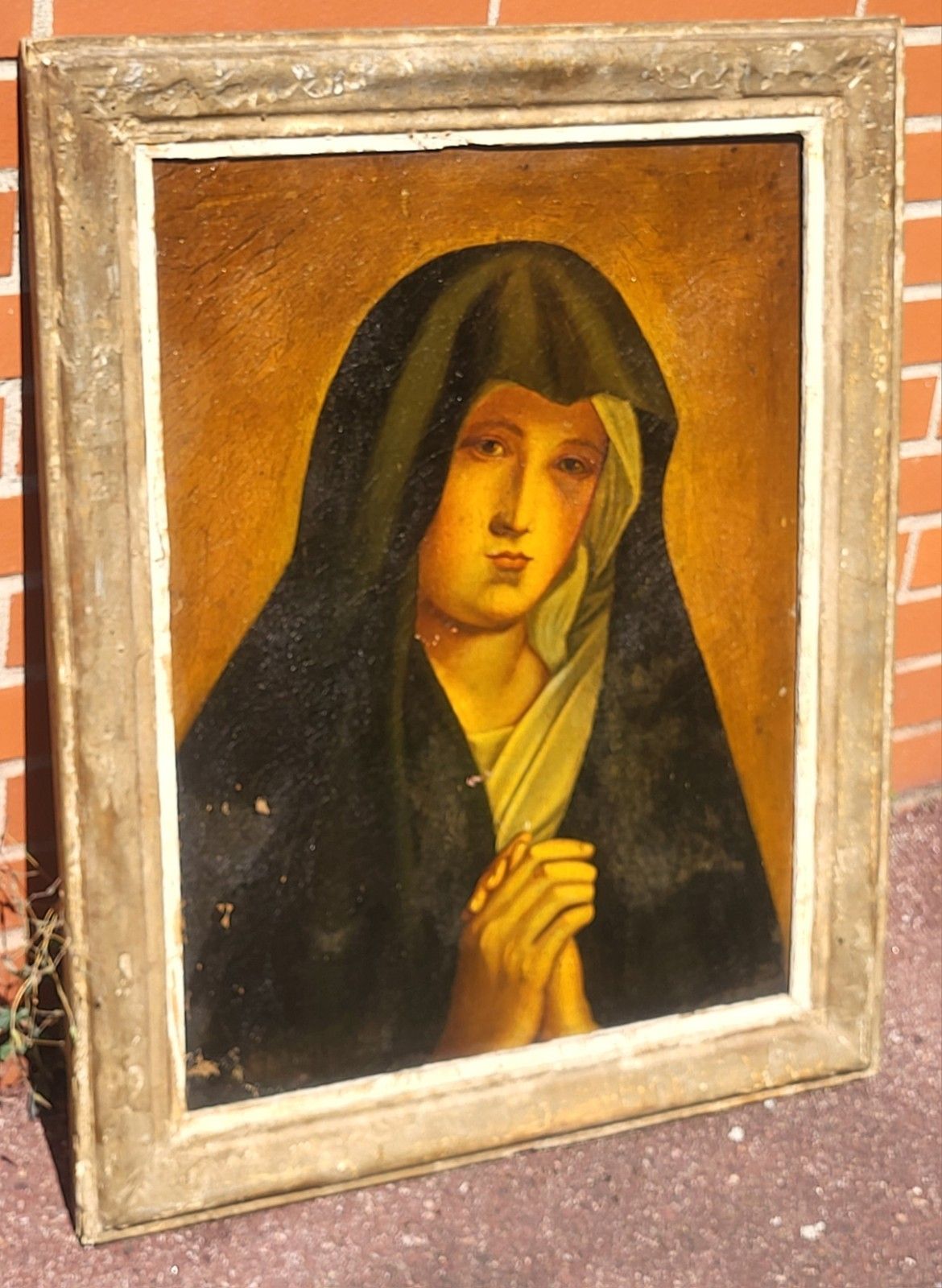 French School Eighteenth Century Xlxè Virgin Mary. Oil Painting On Canvas. To Restore photo furniture
