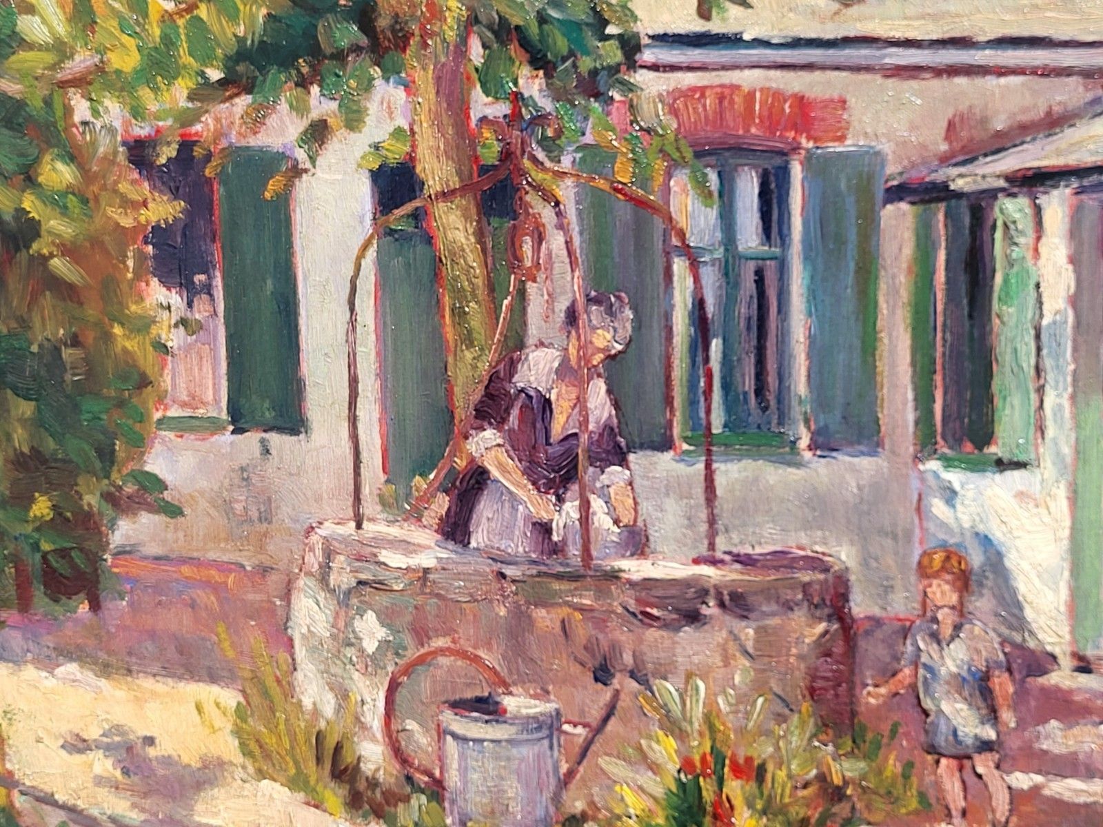 French School.  Rural Life Scene. 1923. Oil Painting On Wood Panel photo Art