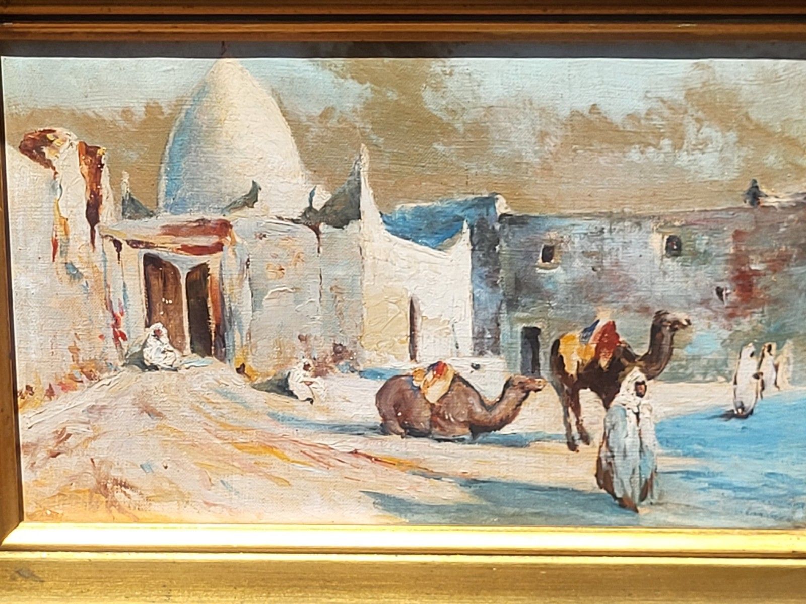 2 Signed Paintings.  Orientalism. Oil Painting On Canvas And Panel. photo furniture