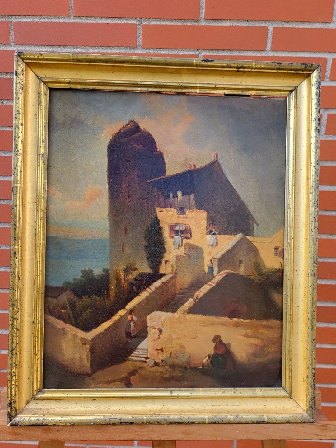 photo buy Signed Antique Painting.  Animated Sea Landscape. Oil Painting On Canvas.