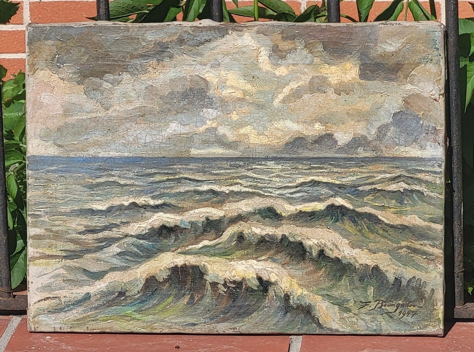 Signed Painting Sea Landscape Oil Painting On Canvas photo for sale