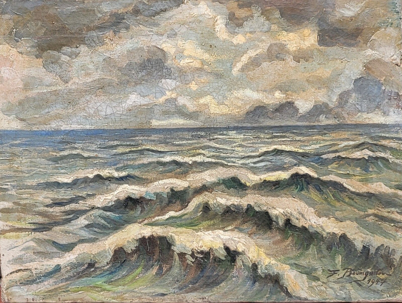 Signed Painting Sea Landscape Oil Painting On Canvas photo vintage