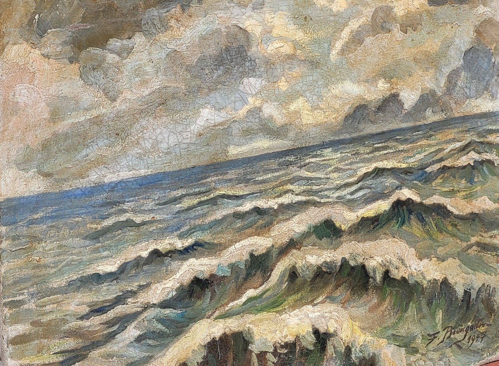 1850.0 Signed Painting Sea Landscape Oil Painting On Canvas photo
