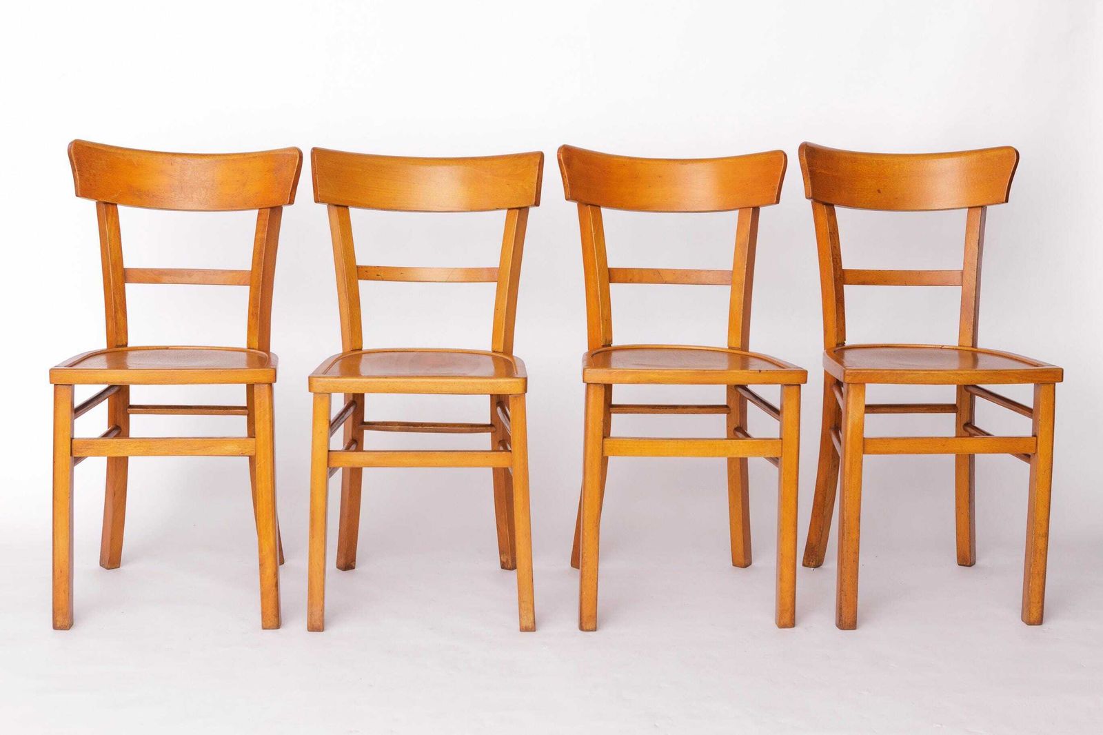 Set Of 4 Vintage Frankfurter Chairs, 1960s German Dining Chairs, Beech Wood Frames