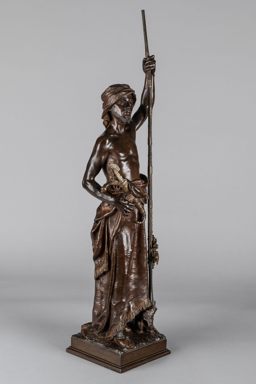 A Magnificent 19th Century French Bronze Sculpture Of An Arabian Sentinel, Signed J.Angles photo for sale
