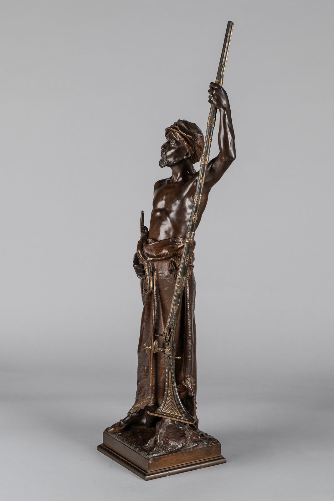 12500.0 A Magnificent 19th Century French Bronze Sculpture Of An Arabian Sentinel, Signed J.Angles photo